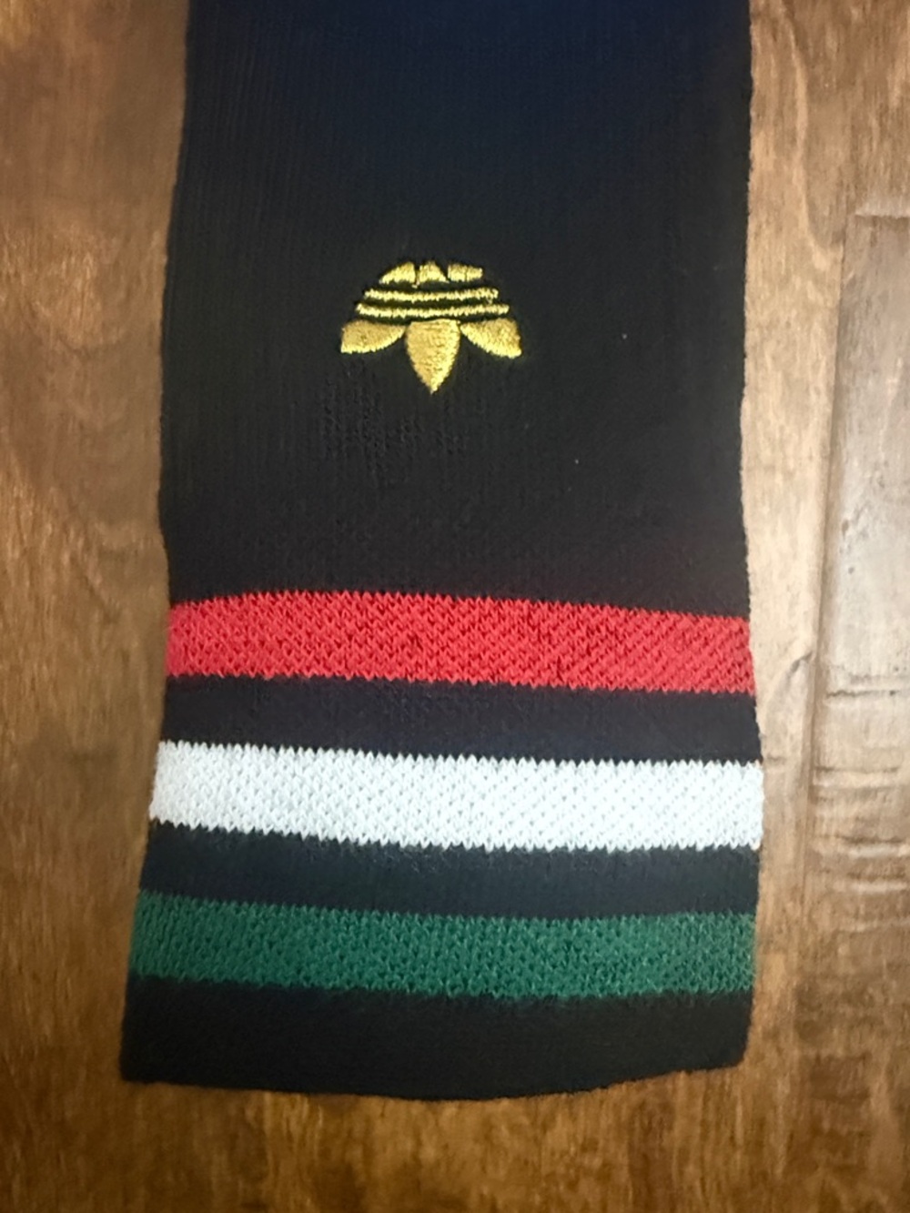 adidas Black Crew Socks with Red, White & Green Stripes - Picture 4 of 14